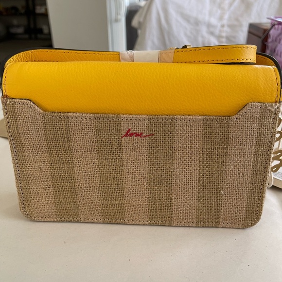 Ellen Degeneres leather and textile yellow/brown Purse - Picture 3 of 9